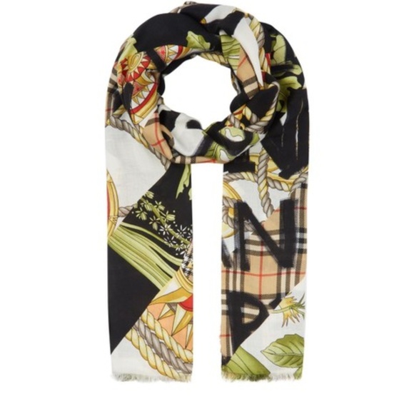 [[[Burberry]]] Graffiti Archive Print Scarf - Picture 1 of 6